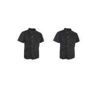 Paowsietiviity Giacche da cuoco unisex a maniche corte camicia uniforme cucina M bianco, Set da 2 (nero, L), L