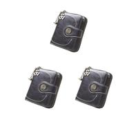 Paowsietiviity Portafoglio corto in pelle PU con chiusura a cerniera borsa porta carte di debito borsa da trasporto borsa per compleanno festival giallo, Set da 3 (nero), 5x9x3.5cm/1.97x3.54x1.38 in,