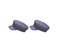 Paowsietiviity Set di 2 cappelli da capitano marinaio in cotone e lino, berretto bretone retrò, cappello con parte superiore piatta da strillone/pescatore, unisex, blu denim scuro