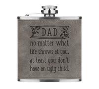 Papà Almeno You Don'T Have Un Brutti Bambino 170ml Simil Pelle Hip Flask Grigio