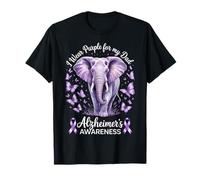 Papà Alzheimer's Awareness Elephant Wear Purple For My Dad Maglietta