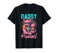 Papà Axolotl Father's Day Muscle Axolotl Funny Dad And Kid Maglietta