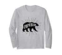 Papa Bear Vintage Sunburst Dad Daddy Papo Fathers Day Maglia a Manica
