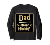 papà Co-Manager di Mischief Funny Father's Day Papa Parent Maglia a Manica