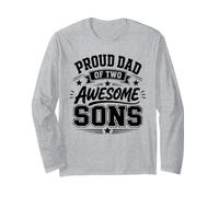 papà di 2 Ragazzi Orgoglioso Padre Due Sons Fathers Day Maglia a Manica
