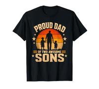 papà di 2 Ragazzi Orgoglioso Padre Due Sons Fathers Day Maglietta