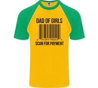 Papà Di Ragazze Scan Per Pagamento Festa Del Papà Maglietta Baseball S/S Da Uomo