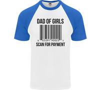 Papà Di Ragazze Scan Per Pagamento Festa Del Papà Maglietta Baseball S/S Da Uomo