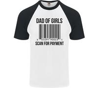Papà Di Ragazze Scan Per Pagamento Festa Del Papà Maglietta Baseball S/S Da Uomo