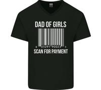 Papà Di Ragazze Scan Per Pagamento Festa Del Papà T-Shirt In Cotone A V