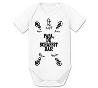 Papa du schaffst das - Body a maniche corte in cotone biologico 0-12 mesi bianco 2 mesi