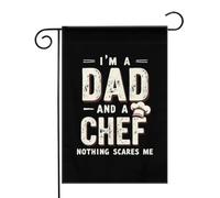 Papà e chef, niente mi spaventa Bandiere da Giardino 12,5x18 Pollici - Banner dai Colori Vivaci per Decorazioni Esterne di Giardini e Case - Idee Regalo