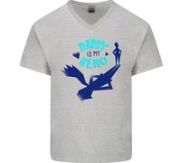 Papà È Mio Supereroe Divertente Festa Del Papà Uomo Scollo A V Cotone T-Shirt