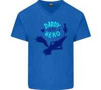 Papà È Mio Supereroe Divertente Festa Del Papà Uomo Scollo A V Cotone T-Shirt