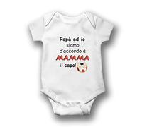 "Papà ed Io siamo d'accordo Mamma è il Capo" Body Bimbo Bimba Personalizzato Idea Regalo Nascita Compleanno Natale Baby Shower Gender Reveal Annnuncio Gravidanza Neonato (6-12 Mesi)