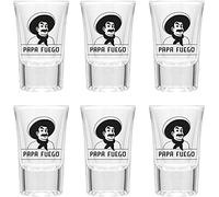 Papa Fuego Set di 6 bicchierini da liquore, 2 cl, graduati, solidi, lavabili in lavastoviglie, per messicani e altri liquori