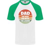 Papà Giorno Papà The Man Mito Leggenda Divertente Uomo S/S Baseball T-Shirt