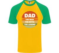 Papà Giorno Papà The Man Mito Leggenda Divertente Uomo S/S Baseball T-Shirt