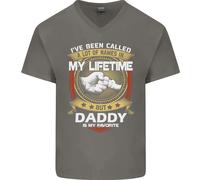 Papà Is My Favourite Divertente Festa Del Papà Uomo Scollo A V Cotone T-Shirt