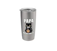Papa Needs Coffee Bicchiere termico in acciaio inox doppia parete