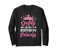 papà of The Birthday Princess Birthday Girl Kid Family Maglia a Manica