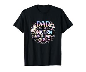 papà of The Unicorn Birthday Girl | Pastel Rainbow Magic Maglietta