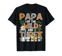 Papa of The Wild Three Zoo 3 ° Compleanno Safari Jungle Maglietta