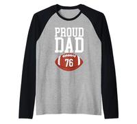 papà Orgoglioso del Calcio Numero n. 76 Maglia con Maniche Raglan