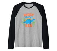 Papà Papà Saurus Rex Dinosauro Dino per Padre Maglia con Maniche Raglan