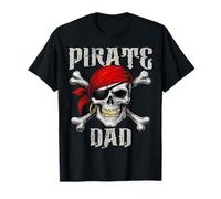 papà Pirata Jolly Roger con Bandiera e Teschio a Croce per Halloween Maglietta