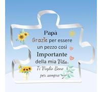 Papà Puzzle Placche Regali Festa del Padre Targhe e Cartelli Decorativi Papi Apprezza Compleanno Acrilico Souvenir Natale Ricordi Girasoli Grazie Per Essere Un Pezzo Così Importante della Mia Vita