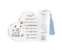 Papà Regali per Uomini Acrilico Targhe e Cartelli Segnalibro 2 Pezzi Set Regalo Compleanno Papi Cuore Ricordo Segnalibri Festa del Papà Apprezzare Natale Ringraziamento Regali da Figlio Figlia