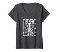 papà Scherzo: Skeleton Edition Ho Trovato Questo Humerus Funny Bones Maglietta con Collo a V, Donna, Grigio Scuro, XL