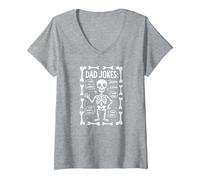papà Scherzo: Skeleton Edition Ho Trovato Questo Humerus Funny Bones Maglietta con Collo a V, Donna, Grigio Melange, S