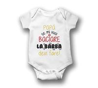 "Papà se mi vuoi baciare la barba devi fare" Body Bimbo Bimba Personalizzabile Idea Regalo Festa del Papà Nascita Compleanno Natale Baby Shower Gender Reveal Annnuncio Gravidanza (6-12 Mesi)