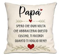 Papà Spero che Ogni Volta che Abbracci Questo Cuscino Ti Ricorda Quanto Ti Amo - Cover Regalo da Figlia Figlio per Compleanno Festa del Papà e Natale