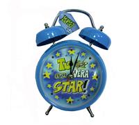 PAPA' sveglia in metallo azzurro a doppia campana con luci che si accendono 18cm