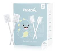 Papablic Confezione da 40 pulitori per lingua per bambini, pulitore gengive con manico in carta, per neonati e neonati di età 0-2 anni