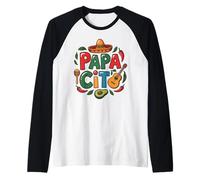 Papacito Famiglia Cinco De Mayo Matchin Coppia Messicano Papà Uomini Maglia con Maniche Raglan