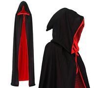 papapanda Vampiro Mantello Cappuccio Nero Rosso per Bambini o Aulti Halloween Dracula Cosplay (170cm)