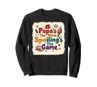 Papa's The Name, Spoiling's The Game, Idea Regalo per Il Nonno Felpa, Unisex per Adulti, Nero, XXL