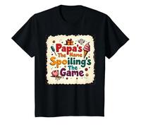 Papa's The Name, Spoiling's The Game, Idea Regalo per Il Nonno Maglietta, Bambini, Nero, 6 Anni