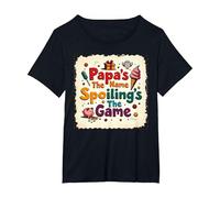 Papa's The Name, Spoiling's The Game, Idea Regalo per Il Nonno Maglietta, Donna Plus-Size, Nero, 2X