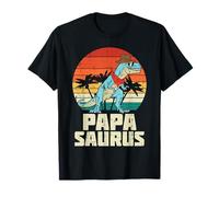 Papasaurus Retro Fathers Day Trex Dinosaur Dad Daddy Men Maglietta