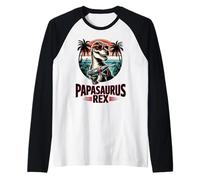 Papasaurus Rex Dad Grandpa Dino Machanic T-Rex Fathers Day Maglia con Maniche Raglan