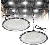 papasbox 2 Pack 200W LED lampada da soffitto per officina 6500K bianco freddo faretto da soffitto 20000lm | IP65 impermeabile UFO illuminazione per capannoni faretto lampada industriale