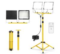 papasbox Faretto LED da 300 W con treppiede, telecomando, interruttore e spina, 6500 K, luce bianca fredda, IP66, impermeabile, dimmerabile, per officina, cantiere