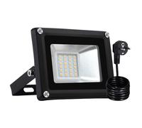 papasbox Proiettore LED Esterno 30W, 2000LM Luce Bianca Calda 3000K, IP65 Impermeabile Faretto LED con Spina EU, Alloggiamento in Alluminio per Giardino, Terrazza, Sicurezza Esterna