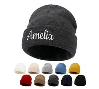 papasgix Berretto Personalizzato con Nome Berretto Nero Cappello Cappellini Personalizzati Lavorati a Maglia con Ricamato Scritta Testo Uomo Donna Bambino Ragazzo