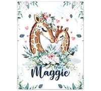 papasgix Coperta Neonato Neonata Bambini Personalizzata con Nome,Simpatica Coperta a Tema Giraffa,Morbida e Spessa Bebè Coperta per Compleanno Natale Personalizzati Regalo(Giraffa,70x100cm)